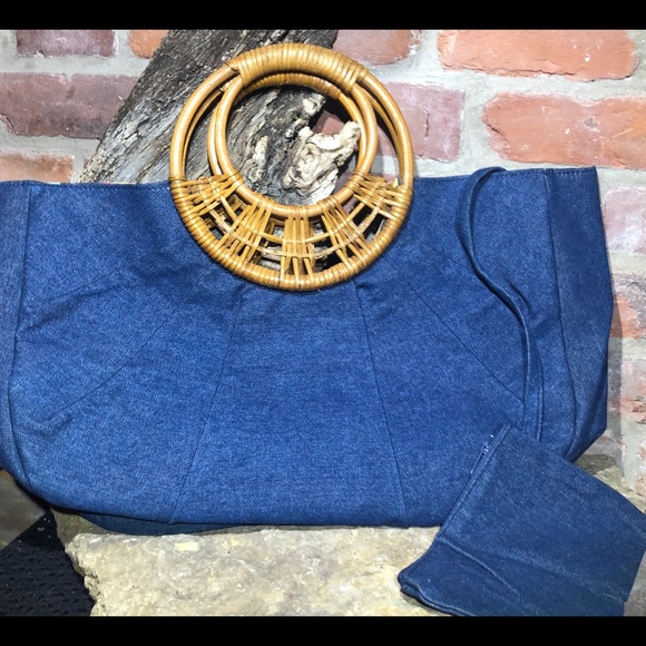NEW Blue Jean Boho Tote w/ Double Ring Handles - Picture 2 of 9